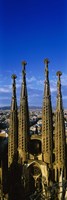 Framed High Section View Of Towers Of A Basilica, Sagrada Familia, Barcelona, Catalonia, Spain