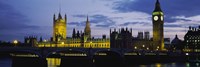 Framed Government Building Lit Up At Night, Big Ben And The Houses Of Parliament, London, England, United Kingdom