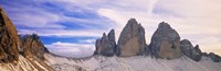 Framed Dolomites Alps with snow, Italy