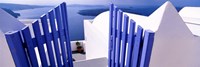 Framed Gate at the terrace of a house, Santorini, Cyclades Islands, Greece