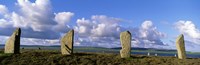 Framed 4 stone pillars in the Ring Of Brodgar, Orkney Islands, Scotland, United Kingdom