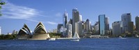 Framed Australia, New South Wales, Sydney, Sydney harbor, View of Sydney Opera House and city
