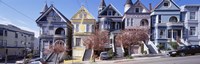 Framed Cars Parked In Front Of Victorian Houses, San Francisco, California, USA