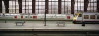 Framed Trains at a railroad station platform, Antwerp, Belgium