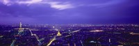 Framed Aerial View Of A City at night, Paris, France