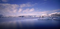 Framed Glacier floating on water, Jokulsarlon Glacial Lagoon, Vatnajokull, Iceland