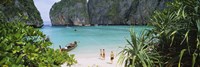 Framed High angle view of tourists on the beach, Mahya Beach, Ko Phi Phi Lee, Phi Phi Islands, Thailand