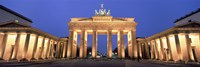 Framed Low angle view of a gate lit up at dusk, Brandenburg Gate, Berlin, Germany