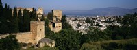 Framed High angle view of palace with a city in the background, Alhambra, Granada, Andalusia, Spain