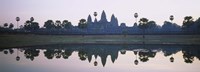Framed Reflection of temples and palm trees in a lake, Angkor Wat, Cambodia