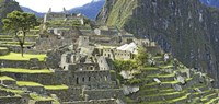 Framed Buildings on a hill, Andes Mountains,Machu Pichu, Peru