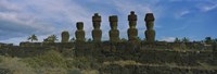 Framed Moai statues in a row, Rano Raraku, Easter Island, Chile