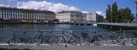 Framed Buildings at the waterfront, Rhone River, Geneva, Switzerland