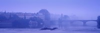 Framed Arch bridge across a river, National Theatre, Legii Bridge, Vltava River, Prague, Czech Republic