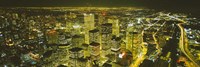 Framed High angle view of a city lit up at night, View from CN Tower, Toronto, Ontario, Canada