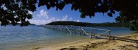 Framed Wooden dock over the sea, Vava'u, Tonga, South Pacific