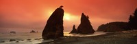 Framed Silhouette of seastacks at sunset, Olympic National Park, Washington State