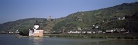 Framed Castle at the waterfront, Pfalz Castle, Rhine River, Kaub, Koblenz, Rhineland-Palatinate, Germany