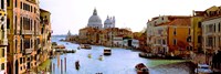 Framed Boats in a canal with a church in the background, Santa Maria della Salute, Grand Canal, Venice, Veneto, Italy