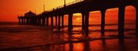Framed Silhouette of a pier at sunset, Manhattan Beach Pier, Manhattan Beach, Los Angeles County, California, USA