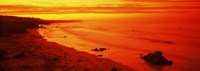 Framed Rock formations on the beach, California (red)