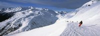 Framed Tourists skiing in a ski resort, Sankt Anton am Arlberg, Tyrol, Austria