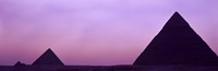 Framed Silhouette of pyramids at dusk, Giza, Egypt
