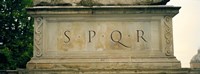 Framed SPQR Text carved on the stone, Piazza Del Campidoglio, Palazzo Senatorio, Rome, Italy
