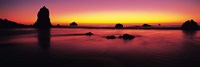 Framed Sunset over rocks in the ocean, Big Sur, California, USA