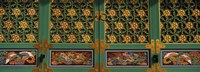 Framed Paintings on the door of a Buddhist temple, Kayasan Mountains, Haeinsa Temple, Gyeongsang Province, South Korea