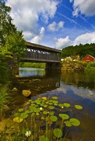 Framed Covered bridge across a river, Vermont, USA