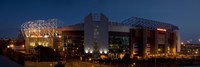 Framed Football stadium lit up at night, Old Trafford, Greater Manchester, England
