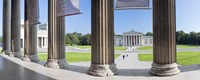 Framed View from Staatliche Antikensammlung to the Propylaeen and Glyptothek, Koenigsplatz, Munich, Bavaria, Germany