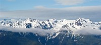 Framed Snow covered mountains, Hurricane Ridge, Olympic National Park, Washington State, USA