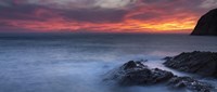 Framed Coast at sunset, L'ile-Rousse, Haute-Corse, Corsica, France