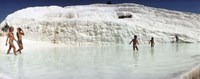 Framed Children enjoying in the hot springs and travertine pool, Pamukkale, Denizli Province, Turkey