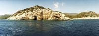 Framed Pirates Cave in the Mediterranean sea, Sunken City, Kekova, Antalya Province, Turkey