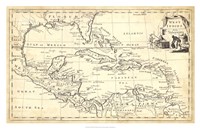 Framed Map of West Indies
