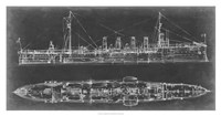 Framed Navy Cruiser Blueprint