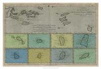 Framed Map of the Greater & Lesser Antilles