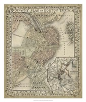 Framed Plan of Boston