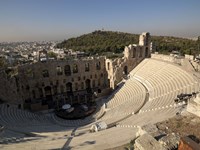 Framed High angle view of an amphitheater, Odeon of Herodes Atticus, Acropolis, Athens, Attica, Greece