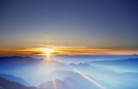 Framed Sunrise over mountain range