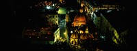 Framed High angle view of buildings lit up at night, Guanajuato, Mexico