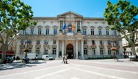Framed Facade of a building, Hotel de Ville, Place de l'Horloge, Avignon, Vaucluse, Provence-Alpes-Cote d'Azur, France