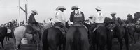 Framed Cowboys on horses at rodeo, Wichita Falls, Texas, USA