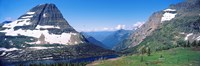 Framed Bearhat Mountain and Hidden Lake, US Glacier National Park, Montana, USA