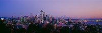 Framed High angle view of a city at sunrise, Seattle, Mt Rainier, Washington State