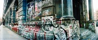 Framed Graffiti covered Germania Bank Building on Bowery Street, Soho, Manhattan, New York City