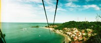 Framed Zip line ropes for zip inning over the beach, Morro De Sao Paulo, Tinhare, Cairu, Bahia, Brazil